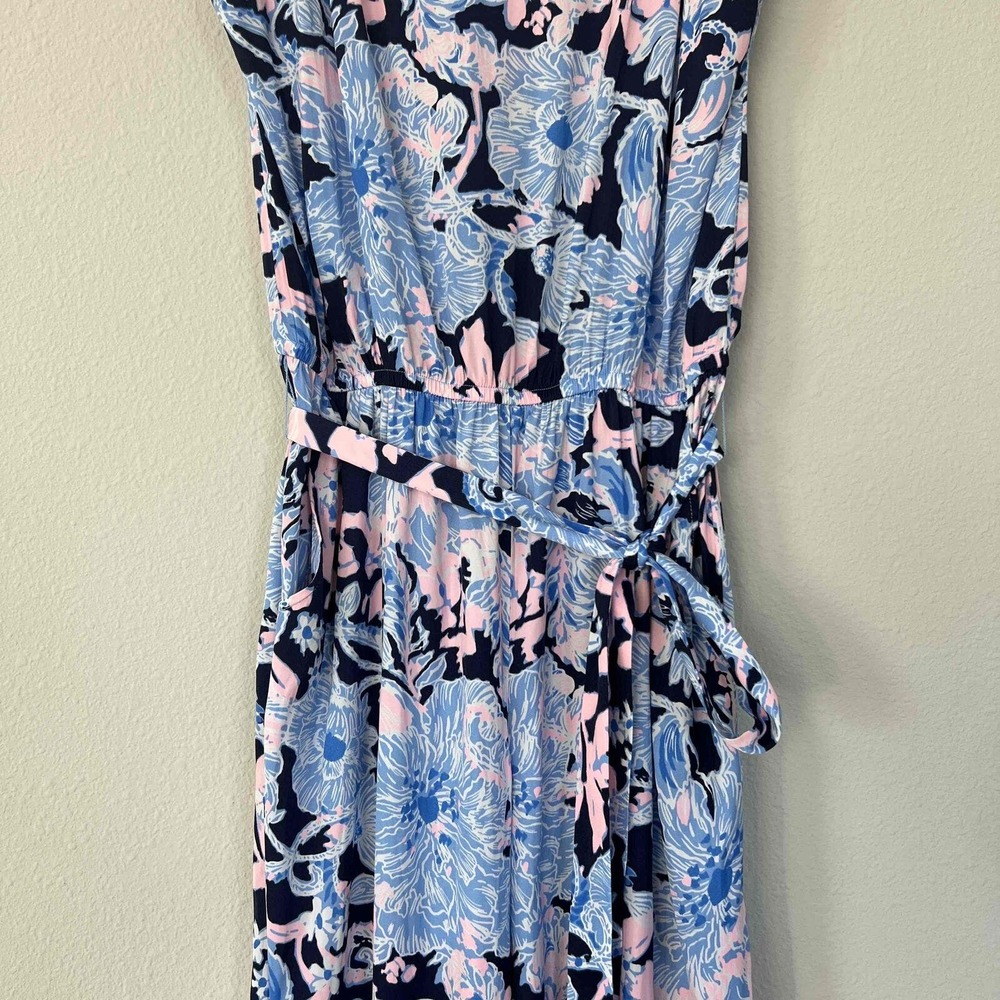 Lilly Pulitzer Large Dusk Jumpsuit Amore‎ Belted Adjustable Strap Straight-Cut - Picture 7 of 12